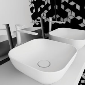 Olympia Trend Square 02 White Matt τετράγωνος επικαθήμενος νιπτήρας 38x38