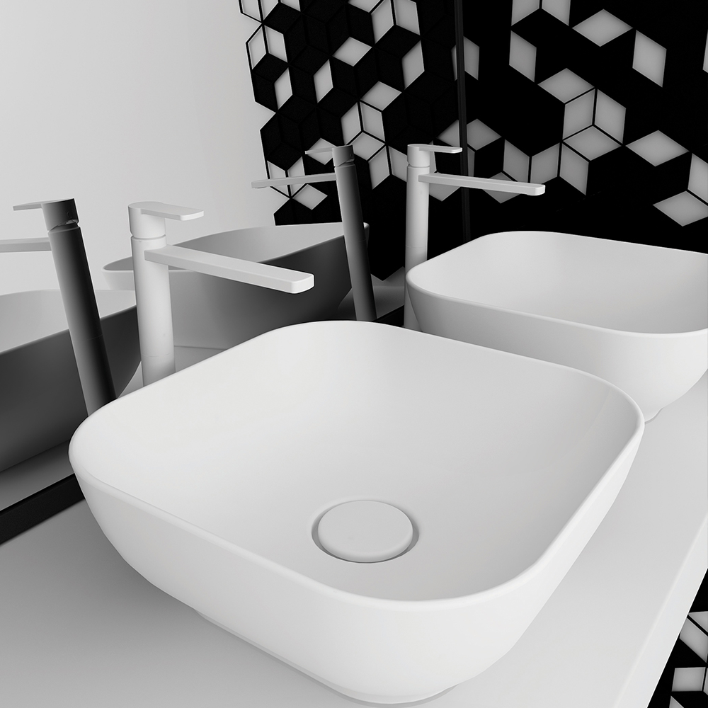 Olympia Trend Square 02 White Matt τετράγωνος επικαθήμενος νιπτήρας 38x38