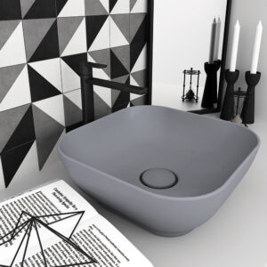 Olympia Trend Square 02 Gray Matt γκρι ματ επικαθήμενος νιπτήρας 38x38