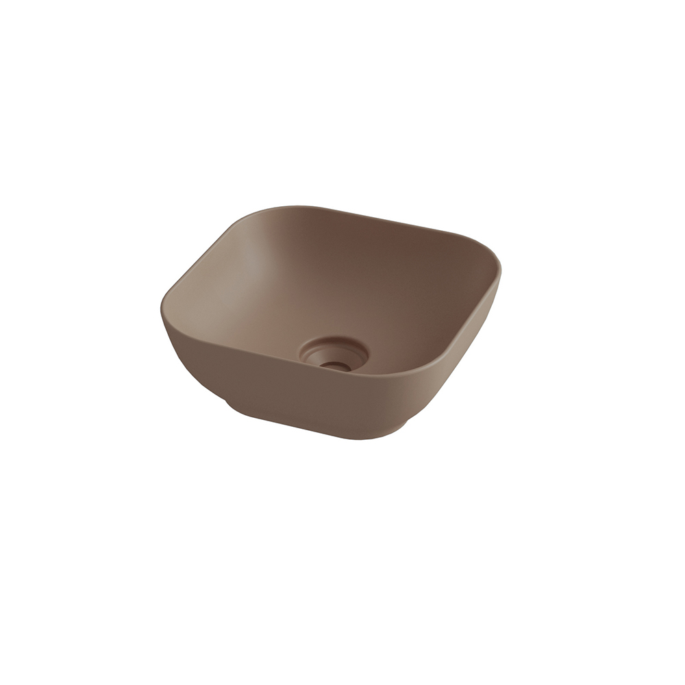 Olympia Trend Square 02 Brown Beige Matt επικαθήμενος νιπτήρας 38x38 σε γήινη απόχρωση
