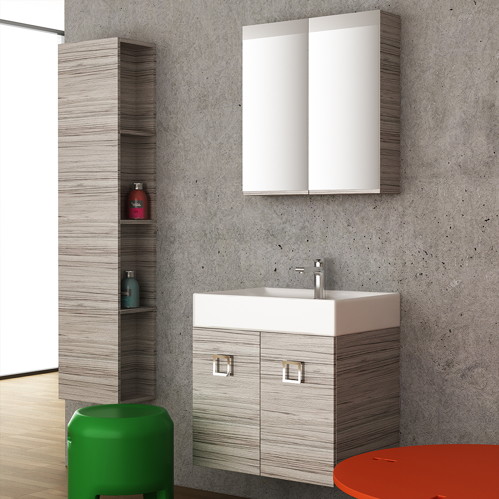 Orabella Touch 61 κρεμαστό έπιπλο μπάνιου με πορσελάνινο νιπτήρα Tecla
