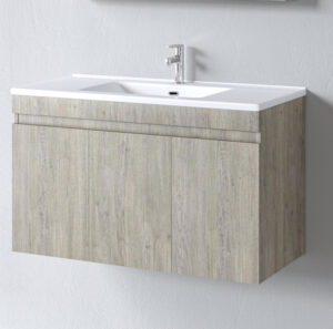 Ο Πάγκος OMEGA BEIGE OAK 100 με νιπτήρα ETNA 100 προσφέρει μοντέρνο και εργονομικό σχεδιασμό, με ευρύχωρα ντουλάπια για οργανωμένη αποθήκευση και κομψή εμφάνιση σε αποχρώσεις μπεζ ξύλου.