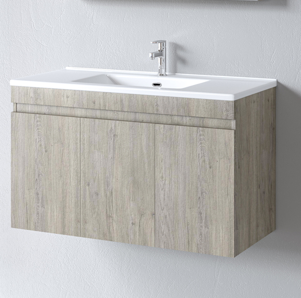 Ο Πάγκος OMEGA BEIGE OAK 100 με νιπτήρα ETNA 100 προσφέρει μοντέρνο και εργονομικό σχεδιασμό, με ευρύχωρα ντουλάπια για οργανωμένη αποθήκευση και κομψή εμφάνιση σε αποχρώσεις μπεζ ξύλου.