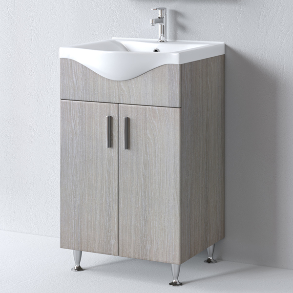 Πάγκος μπάνιου SIENA Harmony New 55 compact με φυσική ξύλινη όψη