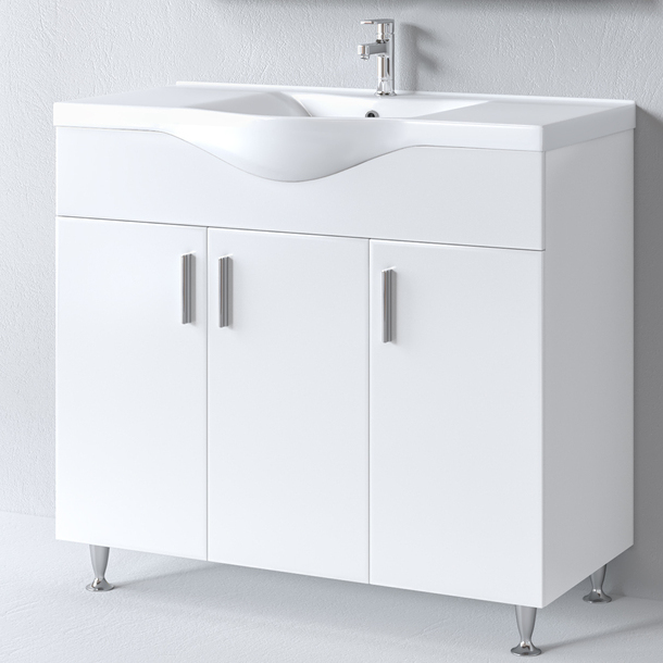 Ο Πάγκος SIENA WHITE 100 με νιπτήρα BASIC 100 συνδυάζει μοντέρνο design, πρακτικότητα και κομψότητα. Λευκή γυαλιστερή απόχρωση που αντέχει στο χρόνο και ταιριάζει σε κάθε τύπο μπάνιου.