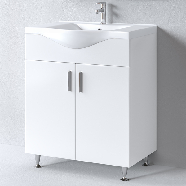 Ο Πάγκος SIENA WHITE 75 συνδυάζει λευκό γυαλιστερό φινίρισμα, πρακτικούς αποθηκευτικούς χώρους και νιπτήρα BASIC 75 υψηλής ποιότητας, προσφέροντας μοντέρνο και κομψό design για κάθε μπάνιο.