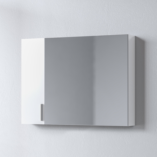Καθρέφτης SIENA WHITE 90 με ντουλάπια και εσωτερικά ράφια για οργανωμένη αποθήκευση, σε μοντέρνο λευκό χρώμα, ιδανικός για κάθε μπάνιο. Έτοιμος συναρμολογημένος.