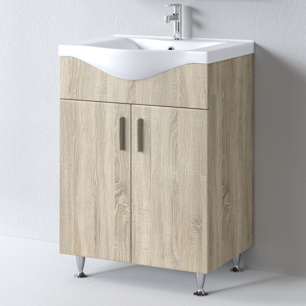 Ο Πάγκος SIENA SONOMA 65 με νιπτήρα BASIC 65 προσφέρει μοντέρνο design, πρακτικότητα και διαχρονική αισθητική. Η απόχρωση Sonoma δίνει ζεστασιά και όψη φυσικού ξύλου στο μπάνιο σας.