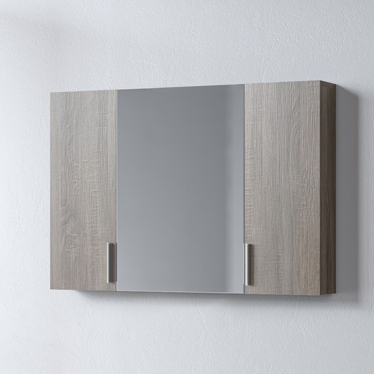 Ο Καθρέφτης SIENA SONOMA DARK 100 με ντουλάπια 96x14x65 cm προσφέρει άνετους αποθηκευτικούς χώρους και κομψό design σε σκούρα απόχρωση ξύλου, ιδανικός για σύγχρονα μπάνια.