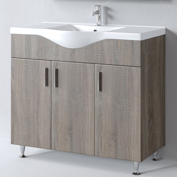 Ο Πάγκος SIENA SONOMA DARK 100 συνδυάζει μοντέρνο design, ευρύχωρους αποθηκευτικούς χώρους και νιπτήρα BASIC 100 υψηλής ποιότητας, προσφέροντας κομψότητα και λειτουργικότητα σε κάθε μπάνιο.
