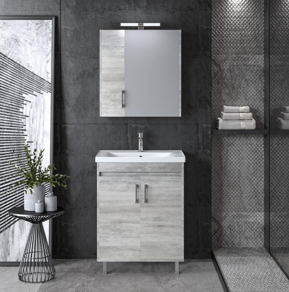 Το SAVINA CEMENT 65 συνδυάζει μίνιμαλ design και πρακτικότητα. Διαθέτει ευρύχωρους αποθηκευτικούς χώρους, νιπτήρα SQUARE 65 και καθρέφτη με έξτρα ντουλάπι, προσφέροντας κομψότητα και λειτουργικότητα στο μπάνιο σας.