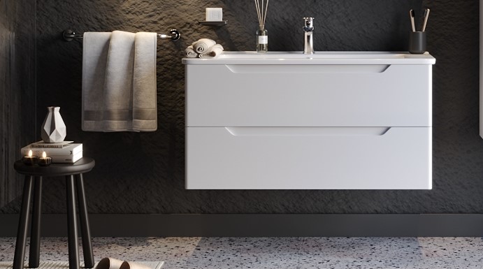 Λευκός πάγκος μπάνιου PERLA 100 από MDF 18mm με λάκα